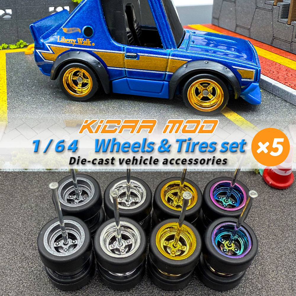 Model Kit Game - 1/64 Model Detachable Wheels Rubber Slick
